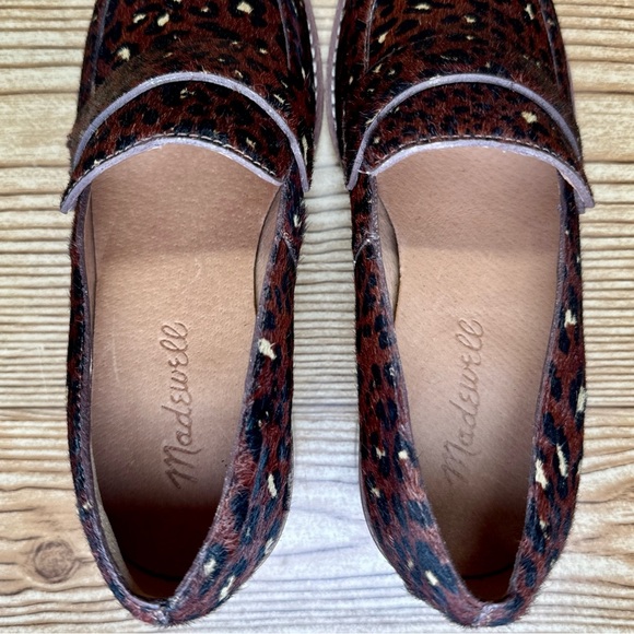 Women’s Madewell The Alex Heeled Loafer in Painted Leopard Calf Hair Sz 5 - Picture 9 of 12